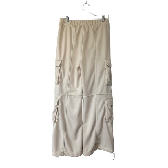 Lazy Sunday Cargo Jogger Sweatpants Women L Ivory Drawstring Waist Comfort - Picture 5 of 7